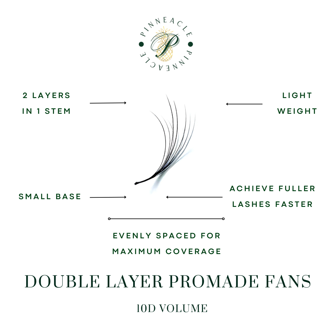 Double Layer Promade 10D 500 Fans - For Professional Eyelash Extension - Pinneacle Lash