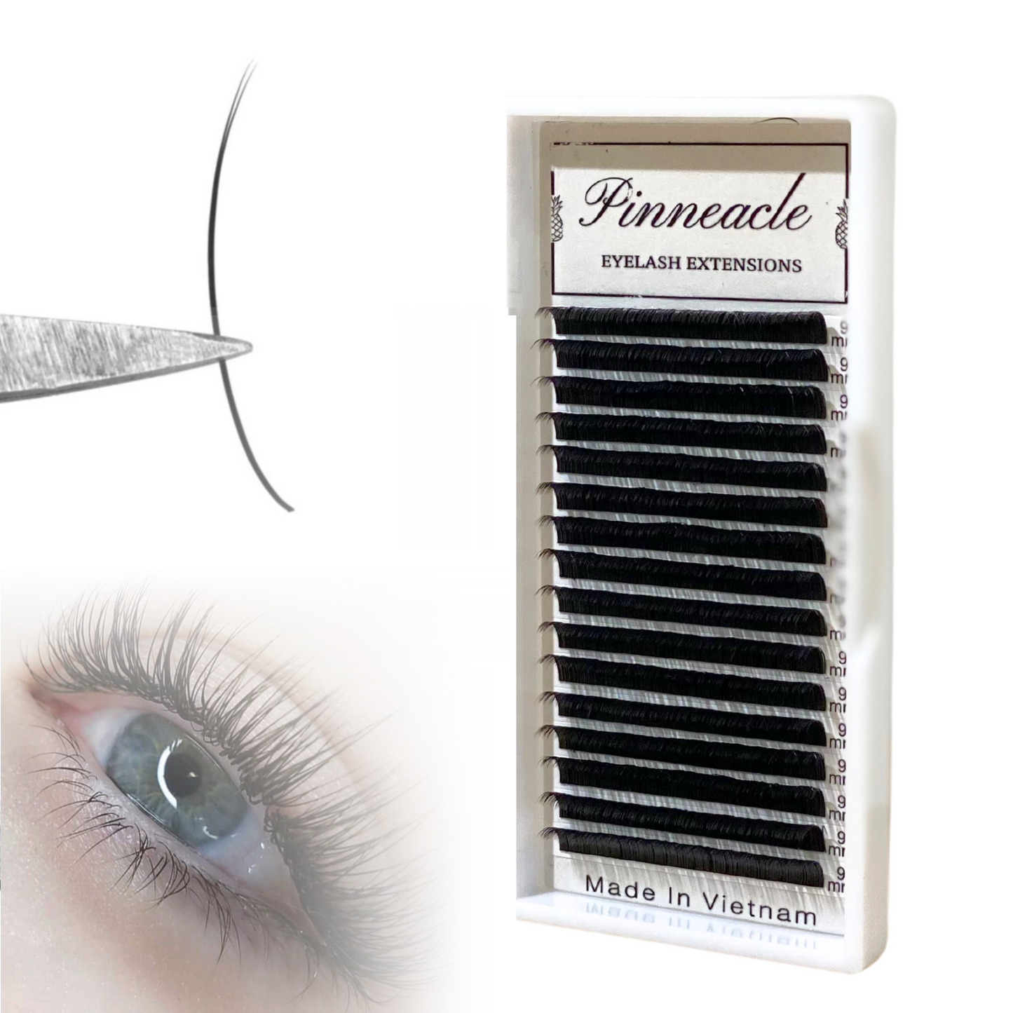 Mixed Size - Soft Flat Classic Tray - Ultra Matte Flat Base Lash 0.15 - Pinneacle Lash Extension Supply