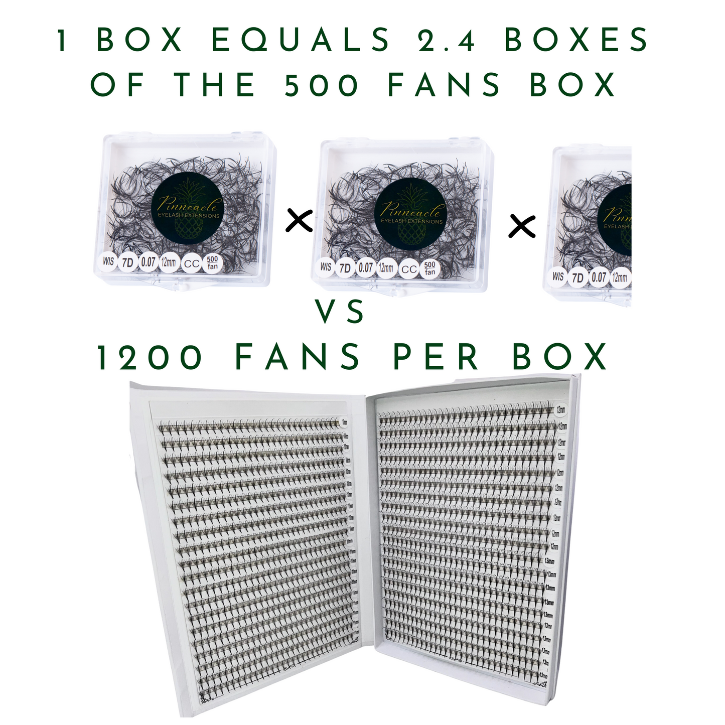 XXL Box | Wispy 1200 Fans | 9D volume | 40 Lines| 4 sizes in 1 | Wispy Premade Volume Fans
