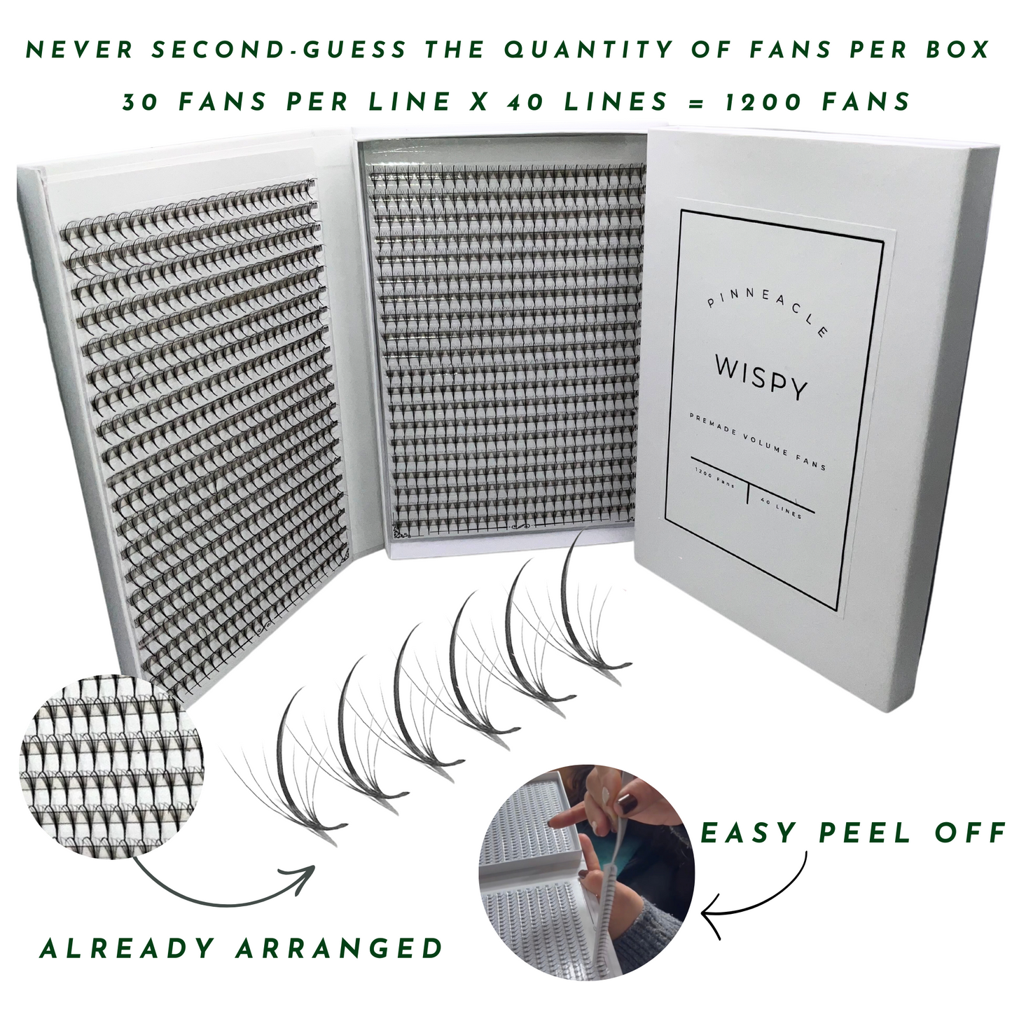 9D WISPY | XXL Box | 1200 Fans | Premade Spike + Volume Fans | Mix sizes