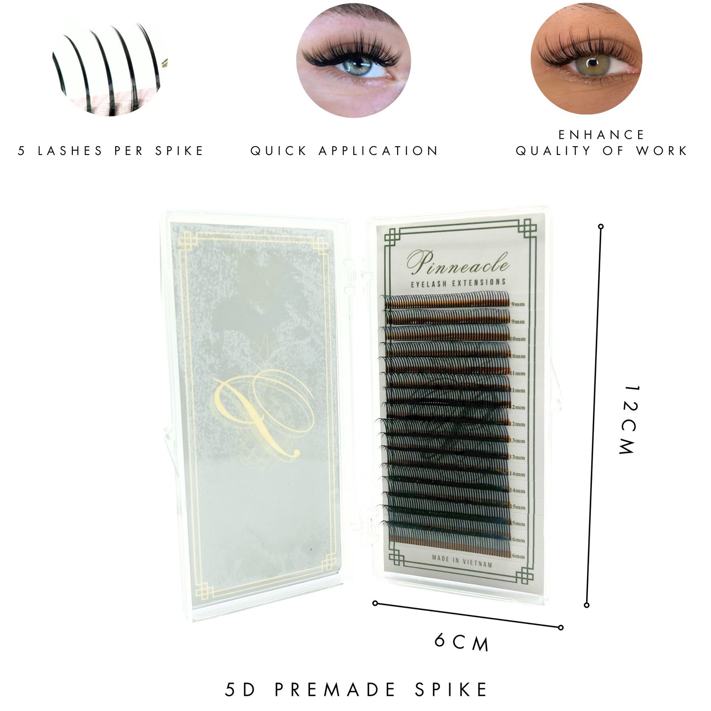 Premade Ultra-Narrow 5D Spike Fans - 800 Fans Per Box - Premium Handmade Volume Fans For Professional Eyelash Extensions