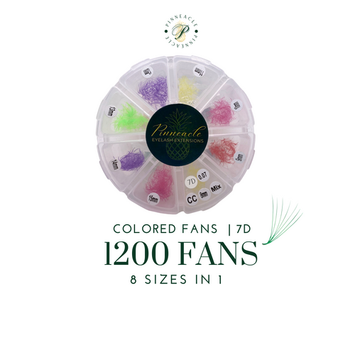 Colored Fans - 1200 Fans - 8 Sizes In 1 Box - 7D Volume