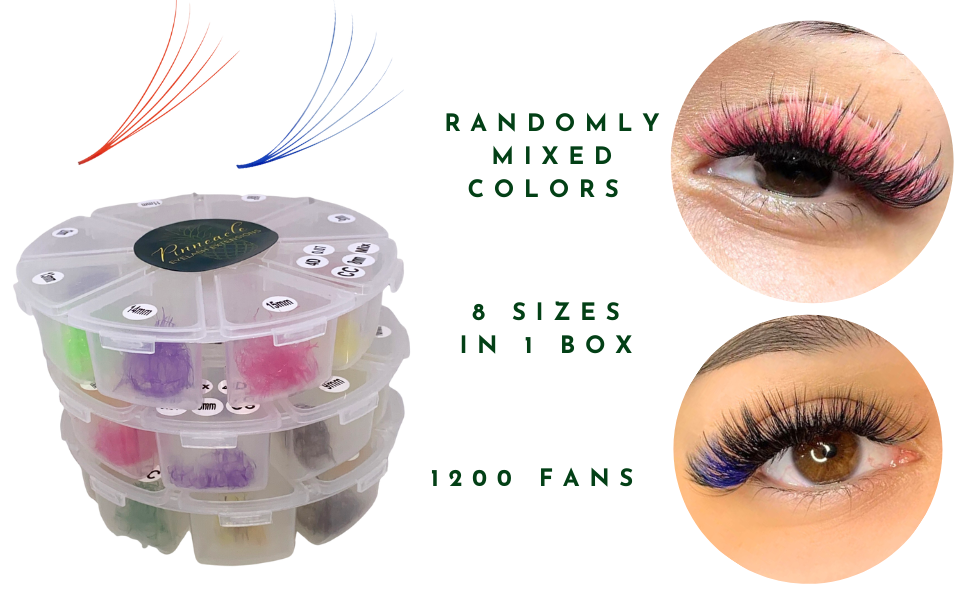 Colored Fans - 1200 Fans - 8 Sizes In 1 Box - 4D Volume