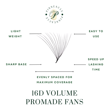 16D Volume 0.03- 1000 Fans Promade Volume Fans For Professional Eyelash Extension - Pinneacle Lash