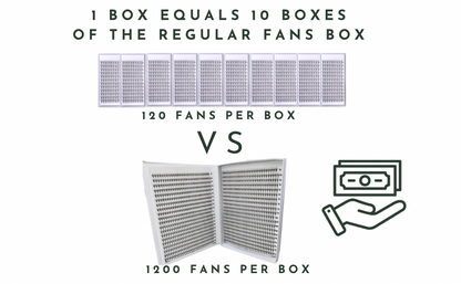 XXL Box |  Wispy Premade Fans - 1200 Fans | 5D | Multiple Sizes In 1 | Premade Spike + Volume Fans