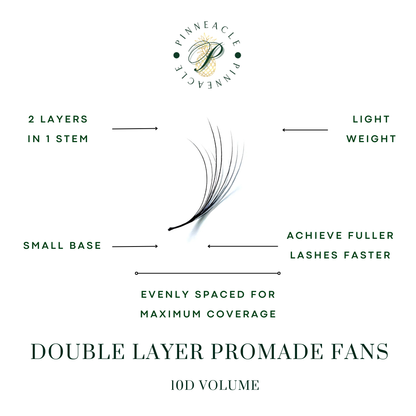 Double Layer Promade 10D 500 Fans - For Professional Eyelash Extension - Pinneacle Lash
