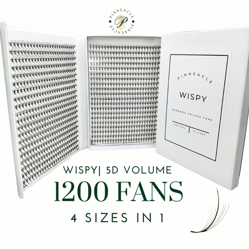 Pinneacle - 1200 Fans - 5D Wispy Premade Fans - Premade Spike + Volume Fans For Professional Eyelash Extensions (0.07-5D)