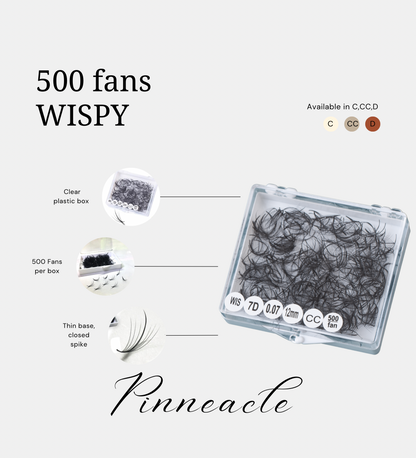 Wispy 500 Fans | 7D volume | C curl | 14mm (spike 16mm)