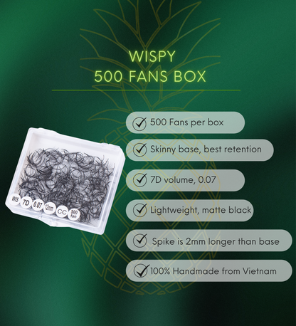 Wispy 500 Fans | 7D volume | C curl | 10mm (spike 12mm)