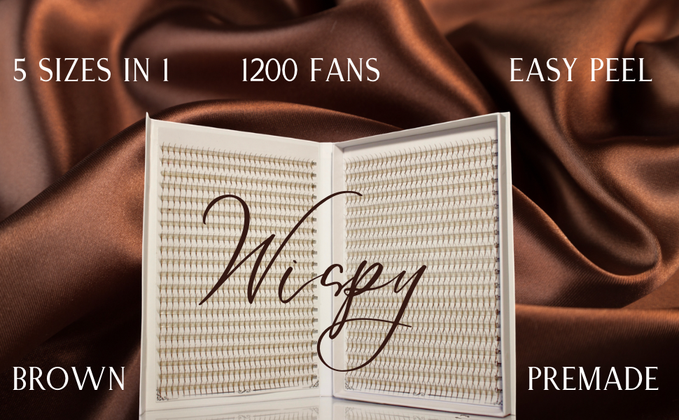 XXL Box | Wispy 1200 Fans | Brown | 5D Volume |  40 Lines | 5 sizes in 1 | Premade Volume Fans Eyelash Extensions