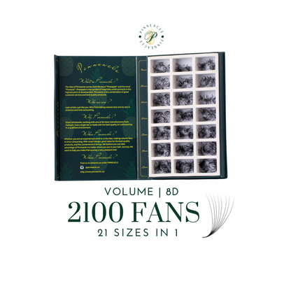 Ventilateurs Volume 2100 | 21 tailles en 1 | Volumes 8D | 7 longueurs de 9 à 15 mm | 3 boucles : C, CC &amp; D |