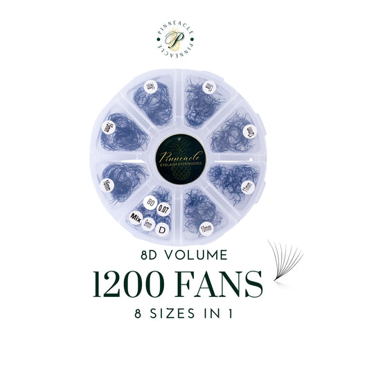 8D Volume | 1200 Fans | 8 sizes in 1 | 9-16mm | Premade Volume Fans