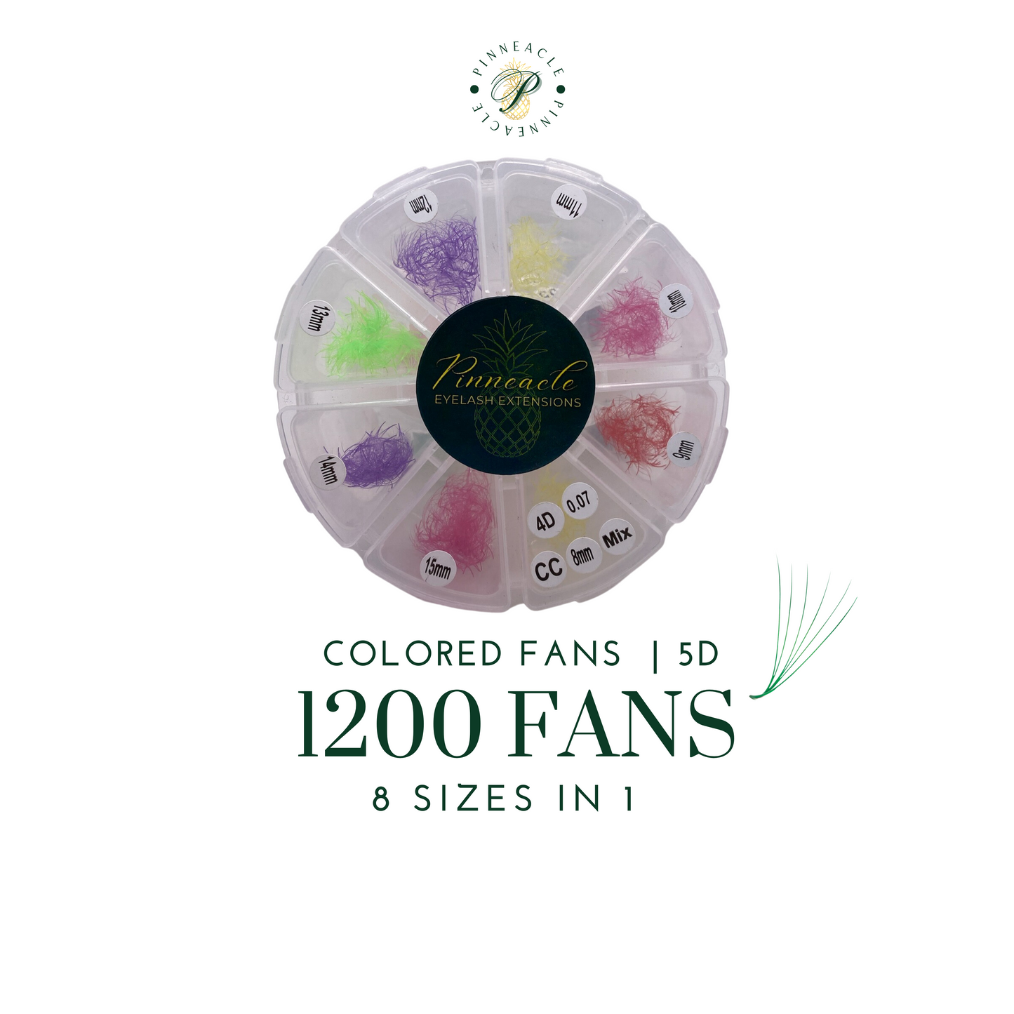 Colored Fans - 1200 Fans - 8 Sizes In 1 Box - 5D Volume