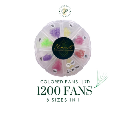 Colored Fans - 1200 Fans - 8 Sizes In 1 Box - 7D Volume