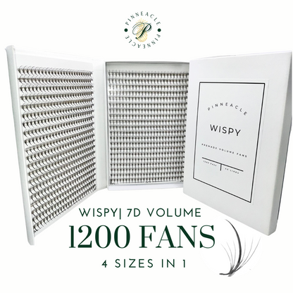 XXL Box | Wispy 1200 Fans | 7D volume | 40 Lines| 4 sizes in 1 | Wispy Premade Volume Fans